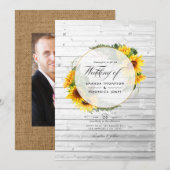 Waterverf Zonnebloem Rustic Country Barn Wedding I Kaart (Voorkant / Achterkant)