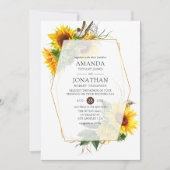 Waterverf Zonnebloem Rustic Geometric Wedding Kaart (Voorkant)