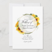 Waterverf Zonnebloem Rustic Geometric Wedding Kaart (Voorkant)