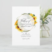 Waterverf Zonnebloem Rustic Geometric Wedding Kaart (Staand voorkant)
