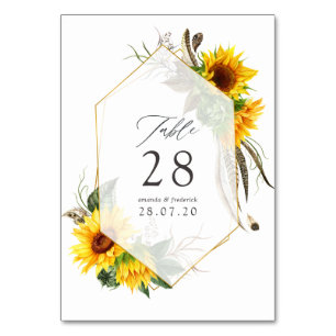 Waterverf Zonnebloem Rustic Geometric Wedding Kaart
