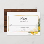 Waterverf Zonnebloem Rustic Geometric Wedding RSVP Kaartje (Voorkant / Achterkant)