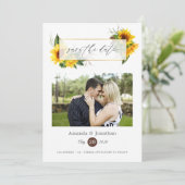 Waterverf Zonnebloem Rustic Geometric Wedding Save The Date (Staand voorkant)