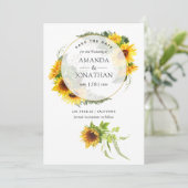 Waterverf Zonnebloem Rustic Geometric Wedding Save The Date (Staand voorkant)