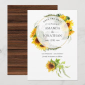 Waterverf Zonnebloem Rustic Geometric Wedding Save The Date (Voorkant / Achterkant)