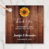 Waterverf zonnebloem rustiek hout dank u bedankjes labels (Voorkant)