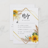 Waterverf Zonnebloem Rustiek QR Code Huwelijk RSVP Kaartje (Voorkant / Achterkant)