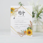 Waterverf Zonnebloem Rustiek QR Code Huwelijk RSVP Kaartje (Staand voorkant)