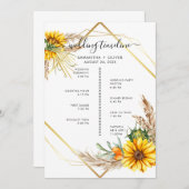 Waterverf Zonnebloem Rustiek reisprogramma Programmakaart (Voorkant / Achterkant)