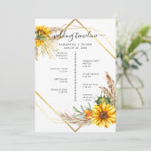 Waterverf Zonnebloem Rustiek reisprogramma Programmakaart (Staand voorkant)