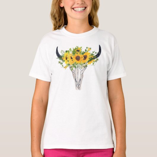 Waterverf Zonnebloem Rustiek Western T-shirt (Voorkant)