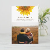Waterverf zonnebloem. Rustieke bloem botanisch Save The Date (Staand voorkant)