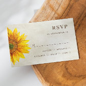 Waterverf zonnebloem. Rustieke bloemenherfst bruil RSVP Kaartje