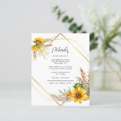 Waterverf Zonnebloem Rustieke bruiloft Details Kaa (Staand voorkant)