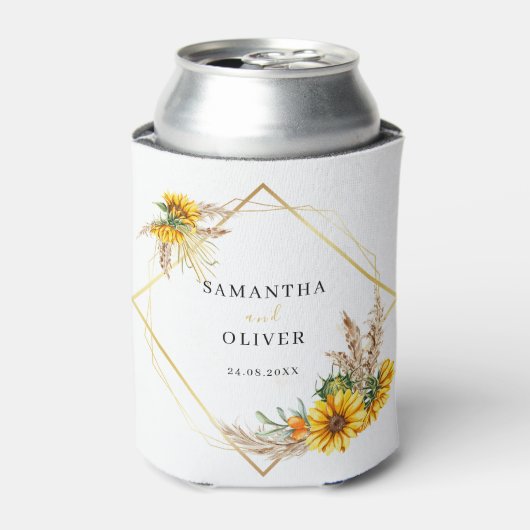 Waterverf Zonnebloem Rustieke bruiloft Koelbox Blikjeskoeler (Blikje Voorkant)