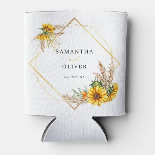 Waterverf Zonnebloem Rustieke bruiloft Koelbox Blikjeskoeler (Voorkant)