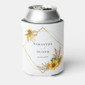 Waterverf Zonnebloem Rustieke bruiloft Koelbox Blikjeskoeler (Blikje Achterkant)