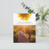 Waterverf zonnebloem. Rustige bruiloft bedankt Briefkaart (Staand voorkant)