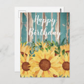 Waterverf Zonnebloem & Rustige houtdag Briefkaart (Voorkant / Achterkant)