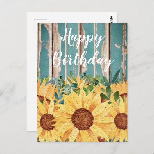 Waterverf Zonnebloem & Rustige houtdag Briefkaart (Voorkant / Achterkant)