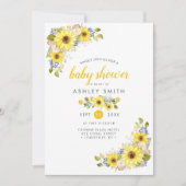 Waterverf Zonnebloem Rustisch Baby shower Kaart (Voorkant)