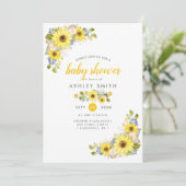 Waterverf Zonnebloem Rustisch Baby shower Kaart (Staand voorkant)