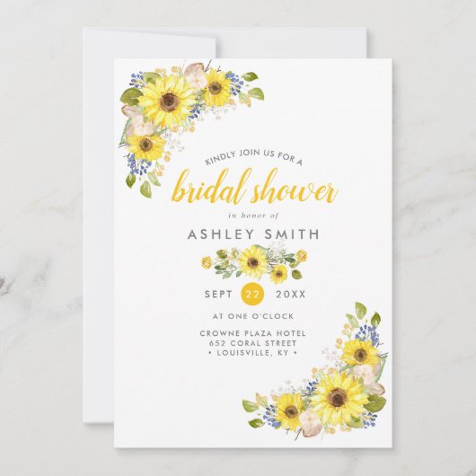 Waterverf Zonnebloem Rustisch Vrijgezellenfeest Kaart (Voorkant)