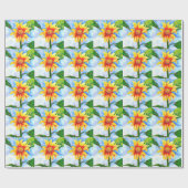 Waterverf zonnebloem schilderij geel sinaasappel b cadeaupapier (Vlak)