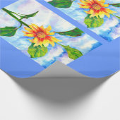 Waterverf zonnebloem schilderij geel sinaasappel b cadeaupapier (Hoek)