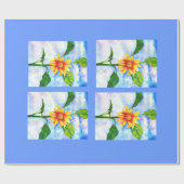 Waterverf zonnebloem schilderij geel sinaasappel b cadeaupapier (Vlak)