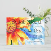 Waterverf zonnebloem schilderij geel sinaasappel b kaart (Staand voorkant)