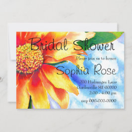 Waterverf zonnebloem schilderij geel sinaasappel b kaart