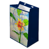 Waterverf zonnebloem schilderij geel sinaasappel b medium cadeauzakje (Voorkant Gekanteld)