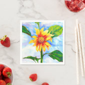 Waterverf zonnebloem schilderij geel sinaasappel b servetten (Insitu)