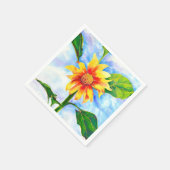 Waterverf zonnebloem schilderij geel sinaasappel b servetten (Hoek)