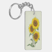 Waterverf Zonnebloem Sleutelhanger (Voorkant Links)