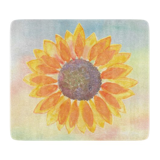Waterverf Zonnebloem Snijplank (Voorkant)