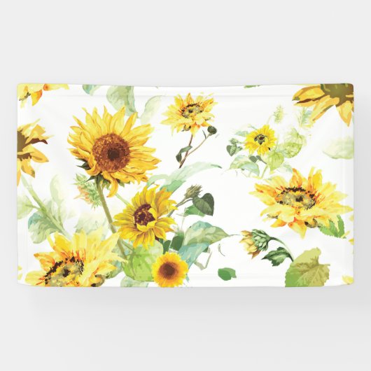 Waterverf Zonnebloem Spandoek (Horizontaal)