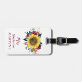 Waterverf Zonnebloem String Lights Floral Mrs. Bagagelabel (Voorkant horizontaal)