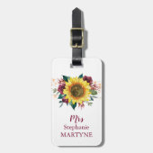 Waterverf Zonnebloem String Lights Floral Mrs. Bagagelabel (Voorkant verticaal)