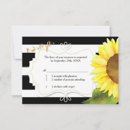 Waterverf Zonnebloem & Stripes Wedding RSVP