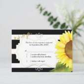 Waterverf Zonnebloem & Stripes Wedding RSVP (Staand voorkant)