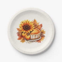 Waterverf Zonnebloem & Taart Papieren Bordje