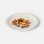 Waterverf Zonnebloem & Taart Papieren Bordje (Gekanteld)