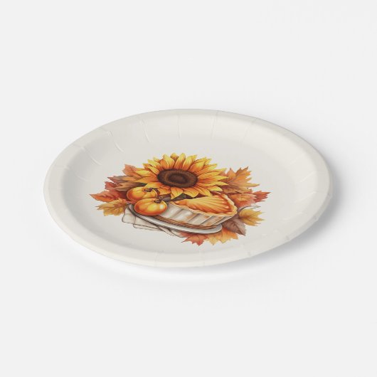 Waterverf Zonnebloem & Taart Papieren Bordje (Gekanteld)