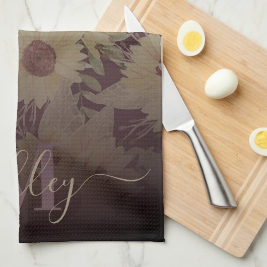 Waterverf Zonnebloem Theedoek (Quarter Fold)