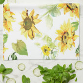 Waterverf Zonnebloem Theedoek (Gevouwen)