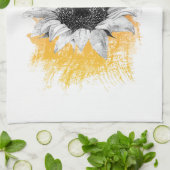 Waterverf Zonnebloem Theedoek (Gevouwen)