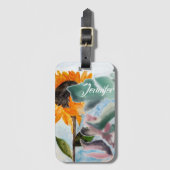 Waterverf Zonnebloem Tropische botanische verf Bagagelabel (Voorkant (verticaal))