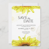 Waterverf Zonnebloem Trouwdouche Save The Date (Voorkant)